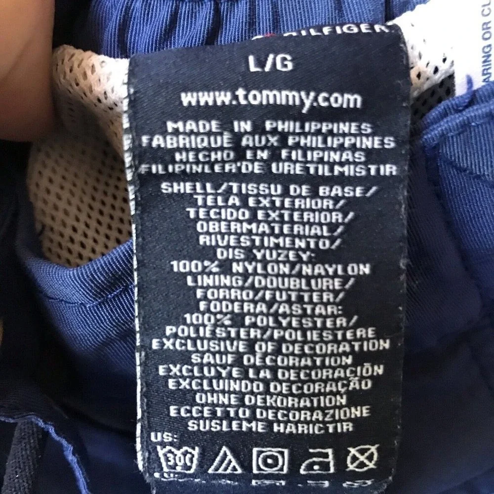 Tommy Hilfiger  swimsuit swim trunks board shorts blue striped mesh lining Men L